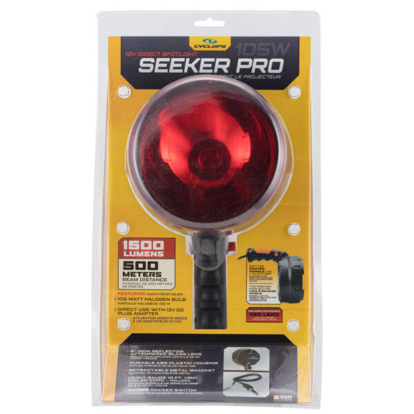 CYCLOPS SEEKER PRO SPOTLIGHT 1500 LUMENS HALOGEN BULB 12 VDC CAR PLUG SWITCH ON HANDLE POLYMER BLACK - Image 2