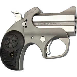 BOND ARMS ROUGHNECK 9MM LUGER DERRINGER 2.5″ STAINLESS STEEL BARRELS FIXED SIGHTS RUBBER GRIP MATTE STAINLESS STEEL FINISH