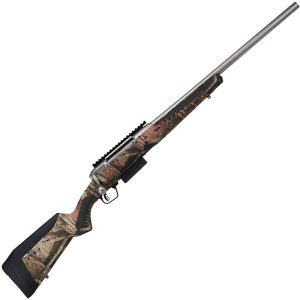 SAVAGE 220 SLUG STAINLESS CAMO 20 GAUGE BOLT ACTION SHOTGUN 22″ RIFLED BARREL 2 ROUNDS OPTICS RAIL MOBU INFINITY CAMO SYNTHETIC STOCK STAINLESS FINISH