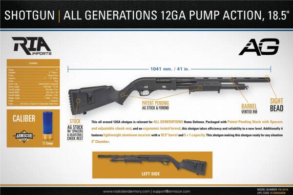 ROCK ISLAND ARMORY ALL GEN 12 GA 18.5″ BARREL 5-ROUNDS 3″-CHAMBER BEAD FRONT SIGHT - Image 2