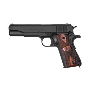 AUTO ORDNANCE 1911A1 .45 ACP SEMI AUTO PISTOL 5″ BARREL 7 ROUNDS GI SPECIFICATION WOOD GRIP US LOGO MATTE BLACK FINISH