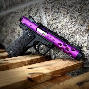 RUGER MARK IV 22/45 LITE .22 LR SEMI AUTO PISTOL 10 ROUNDS THREADED BARREL POLYMER GRIP ALUMINUM RECEIVER PURPLE EXCLUSIVE