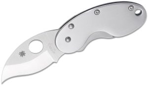 SPYDERCO CRICKET FOLDING KNIFE 1-7/8″ VG10 SATIN PLAIN BLADE, STAINLESS STEEL HANDLES